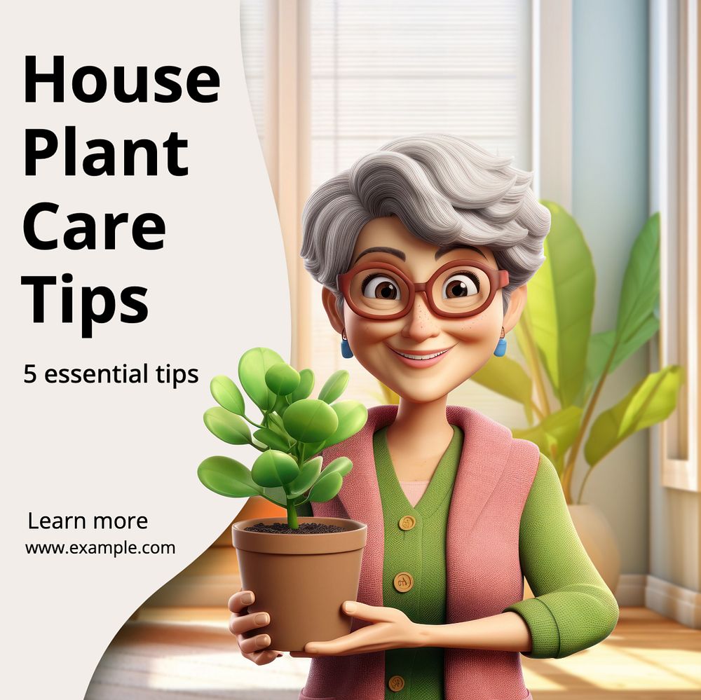 House plant care Instagram post template, editable text