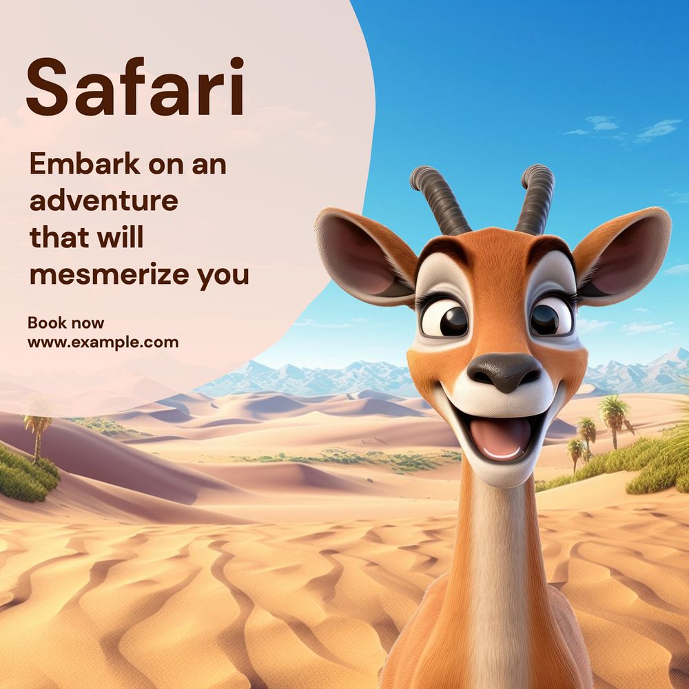 Safari Instagram post template, editable text