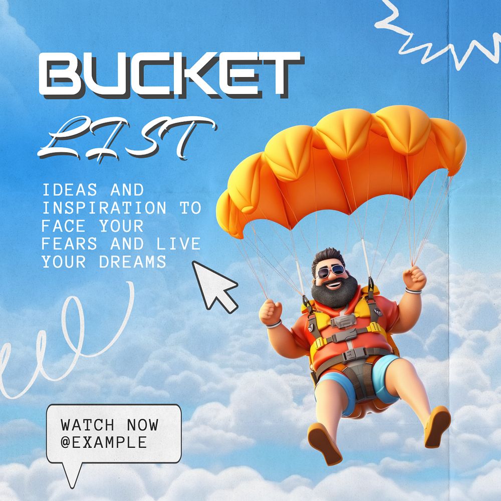 Bucket list Instagram post template, editable text