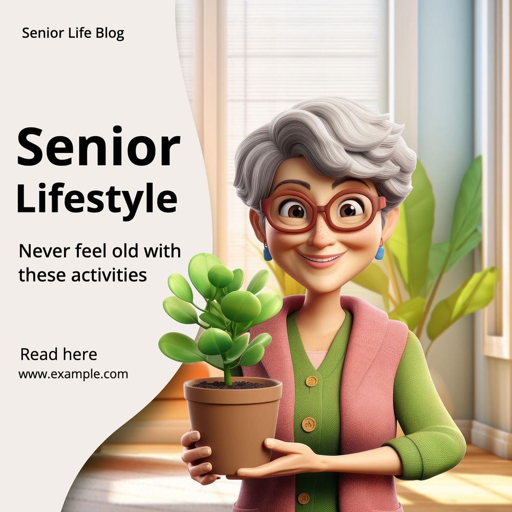 Senior lifestyle Instagram post template, editable text