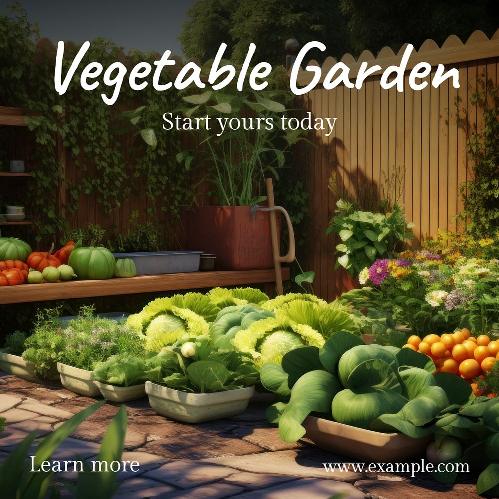 Vegetable garden Instagram post template, editable text