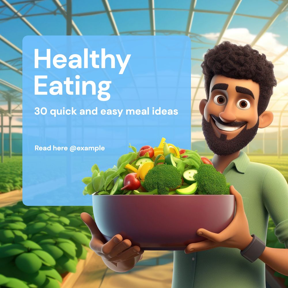 Healthy eating Instagram post template, editable text