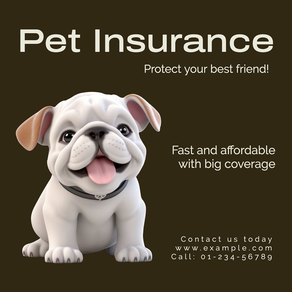 Pet insurance Instagram post template, editable text