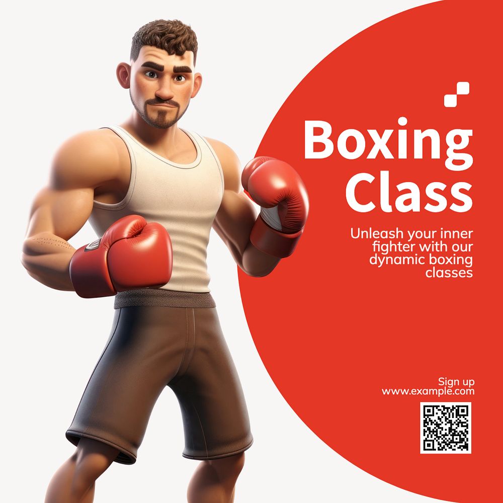 Boxing class Instagram post template, editable text