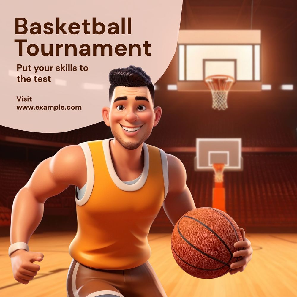 Basketball tournament Instagram post template, editable text