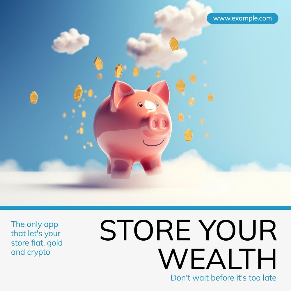 Store your wealth Instagram post template, editable text