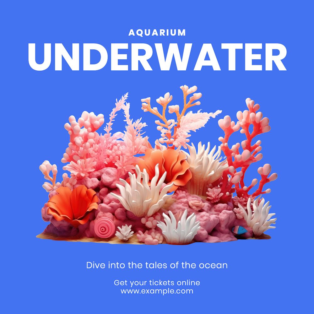 Underwater aquarium Instagram post template, editable text