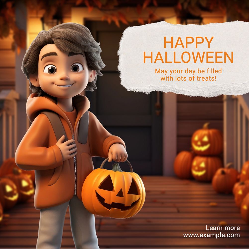 Happy halloween Instagram post template, editable text