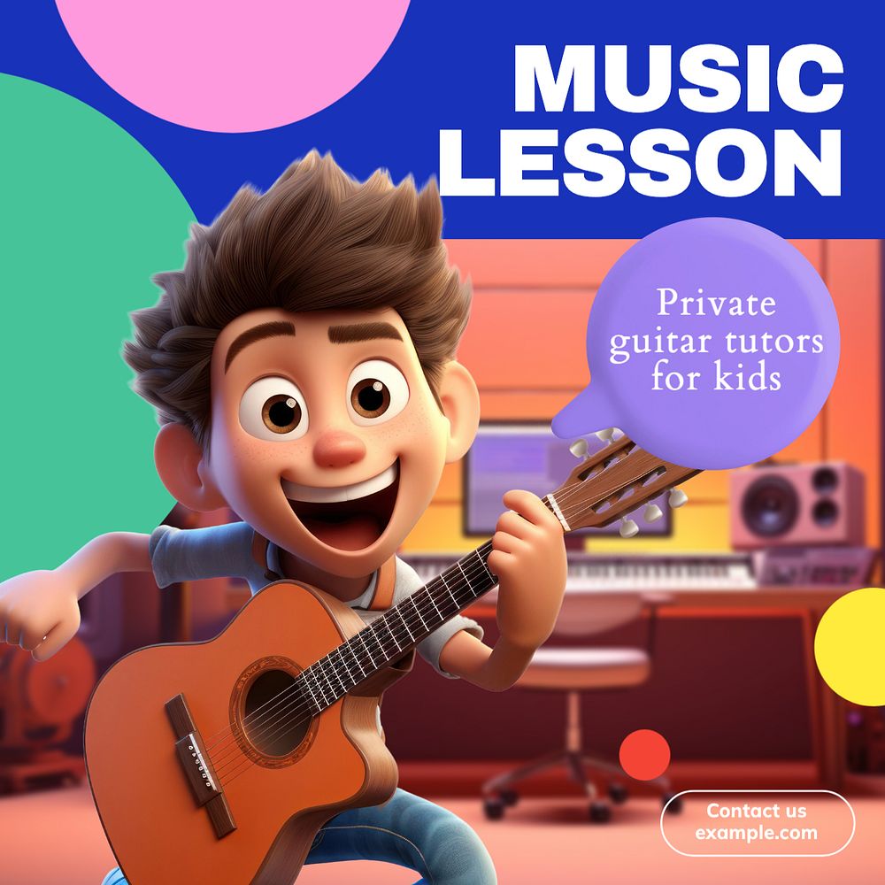 Music lesson Instagram post template, editable text