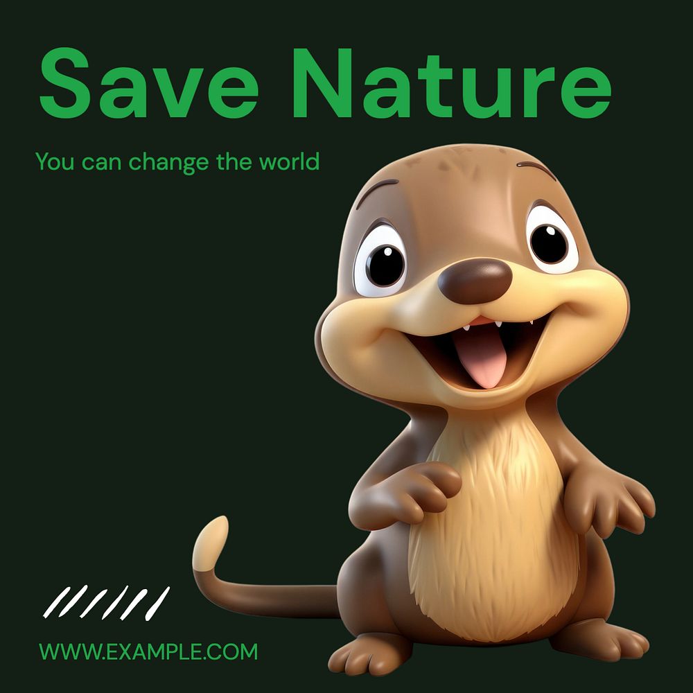 Save nature Instagram post template, editable text