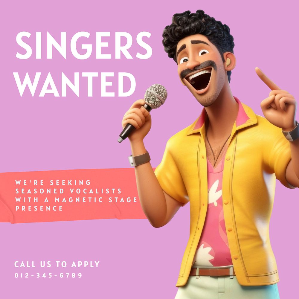 Singers wanted Instagram post template, editable text