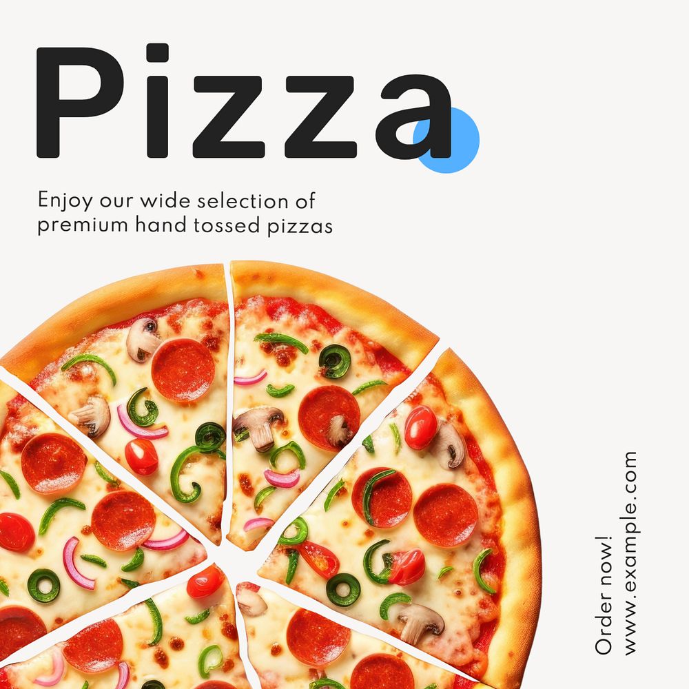 Pizza restaurant Instagram post template, editable text