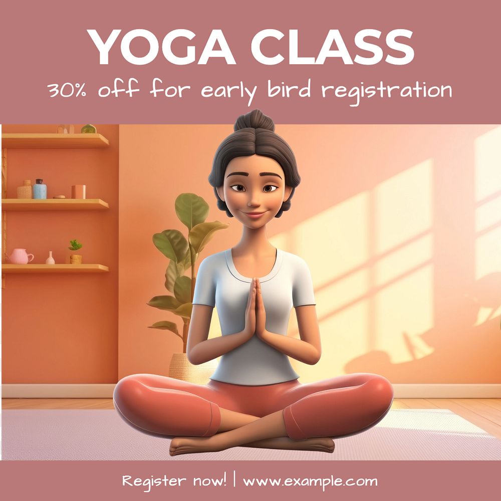 Yoga class Instagram post template, editable text