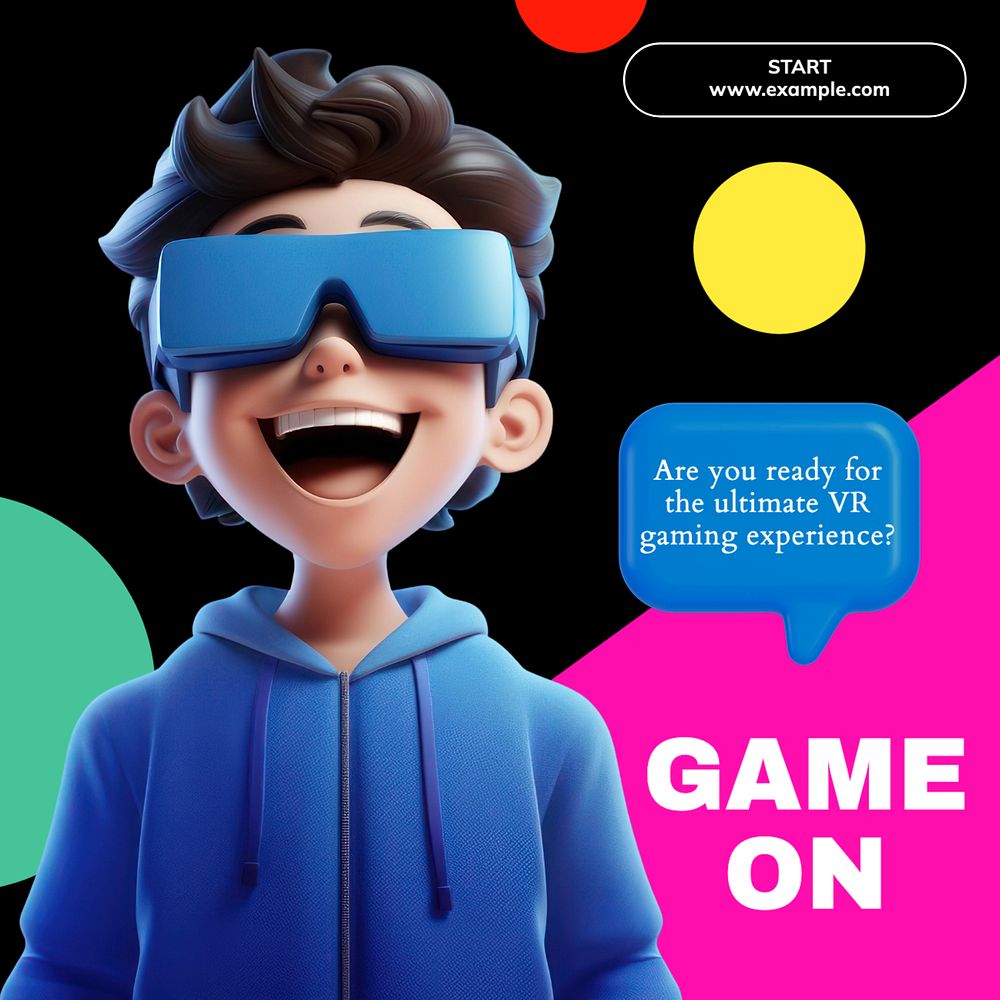 VR gaming Instagram post template, editable text