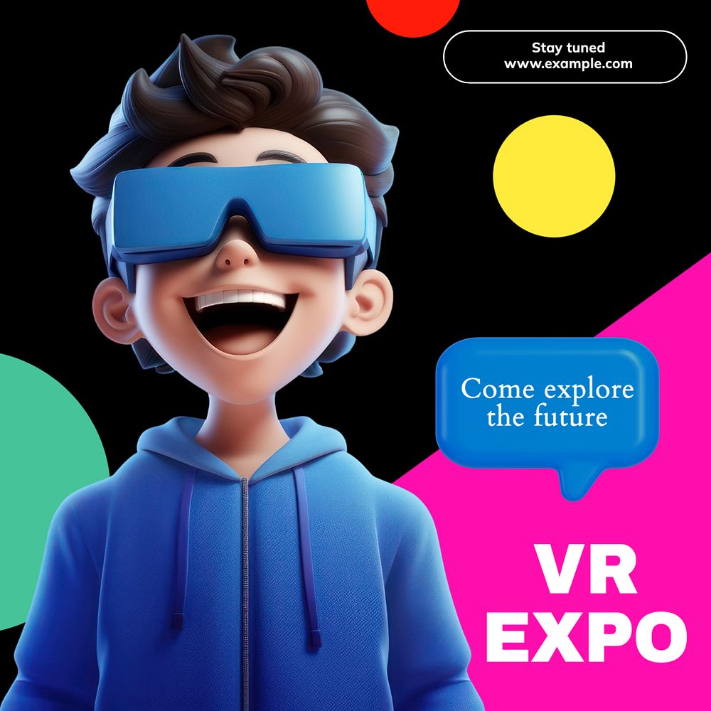 VR expo Instagram post template, editable text