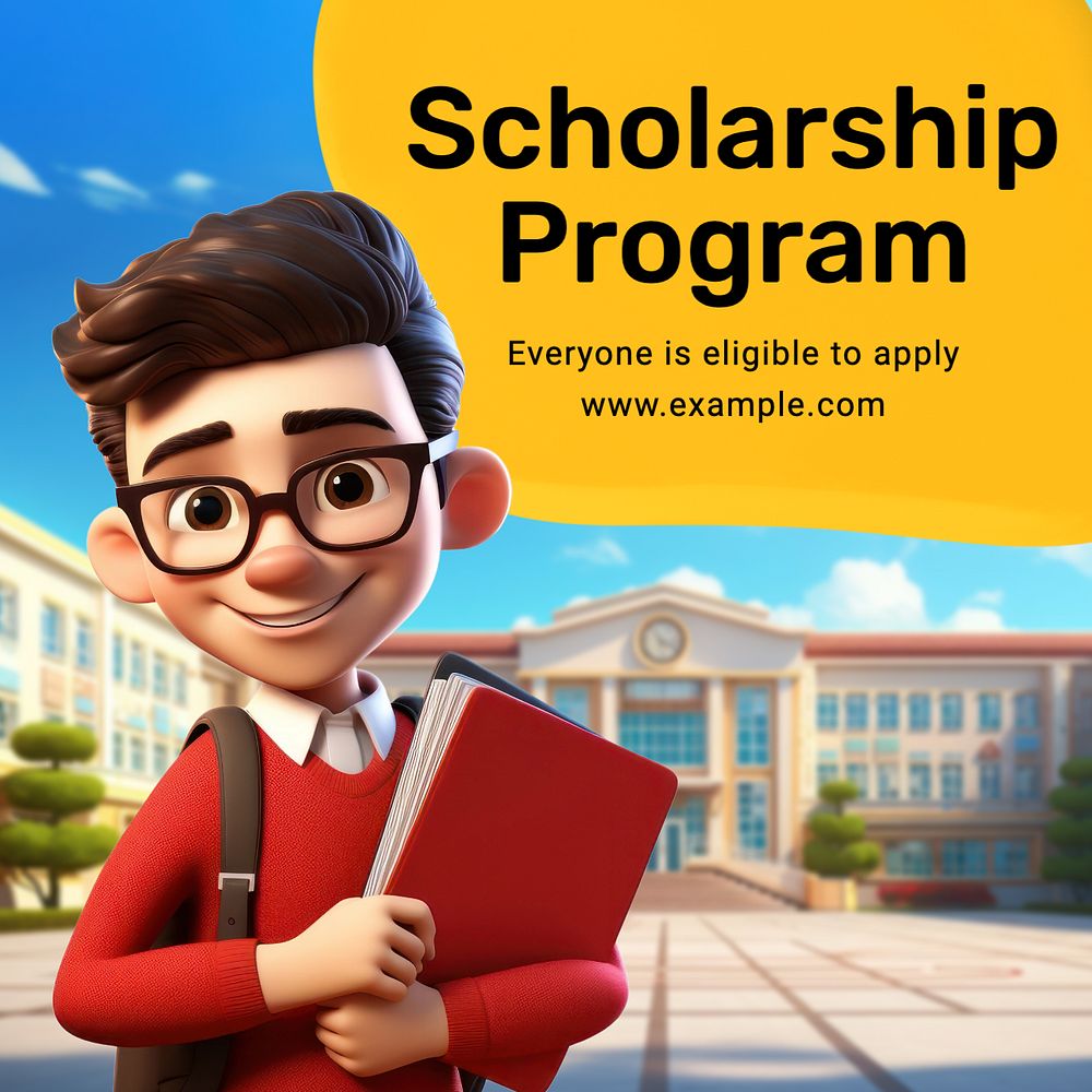 Scholarship program Instagram post template, editable text