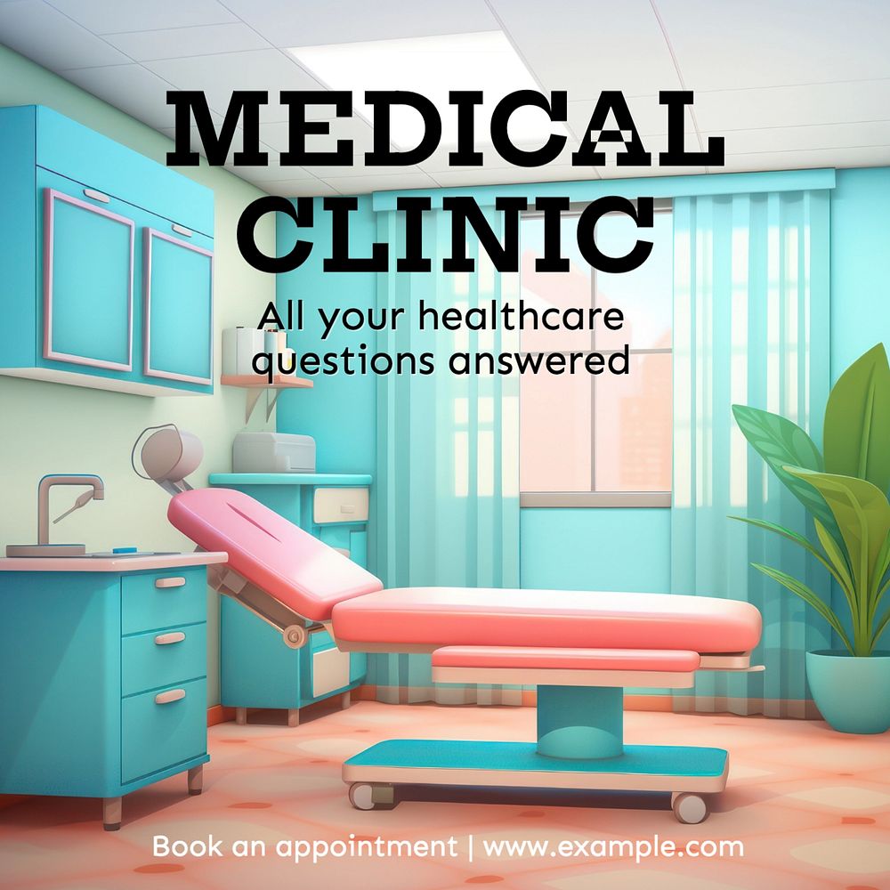 Medical clinic Instagram post template, editable text