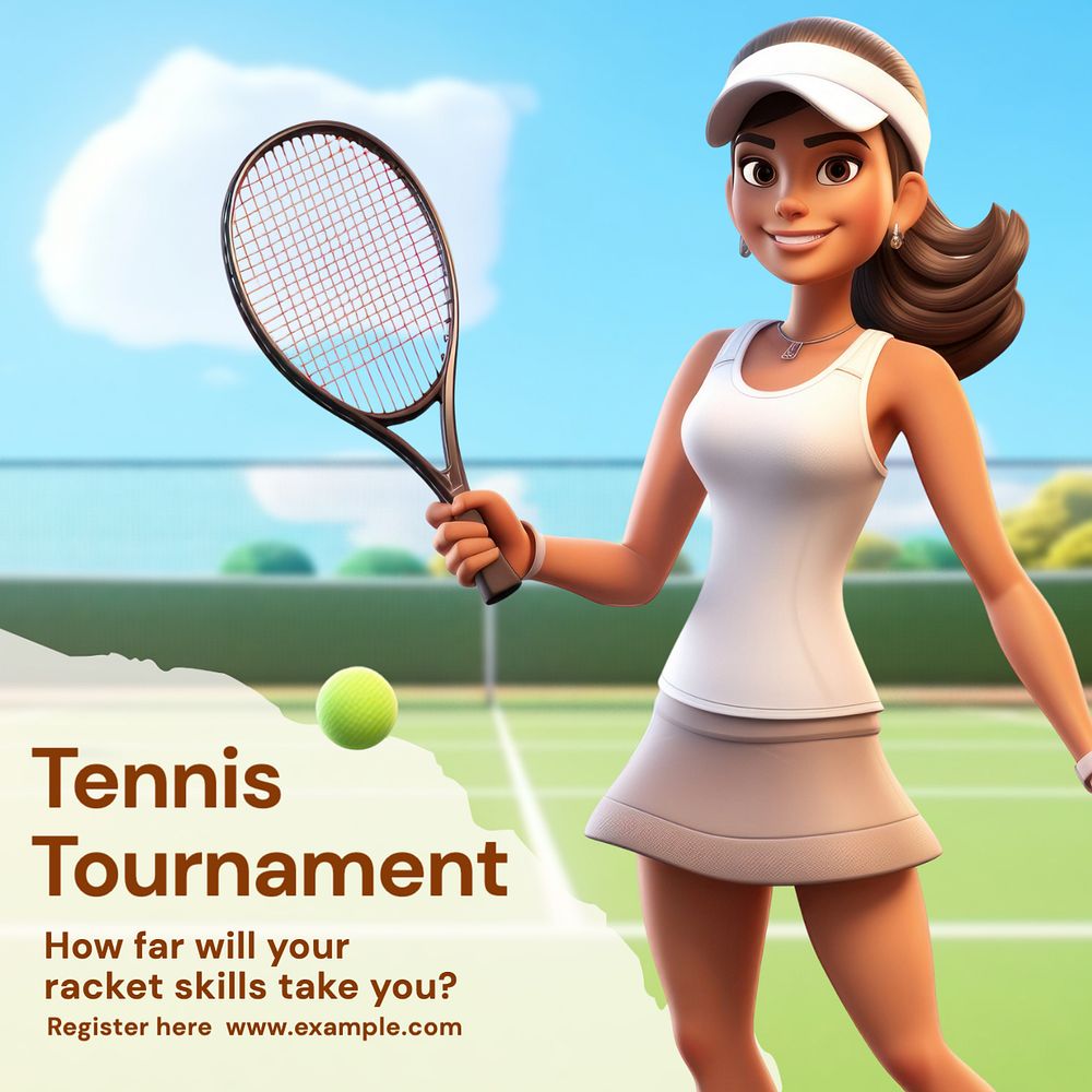 Tennis tournament Instagram post template, editable text