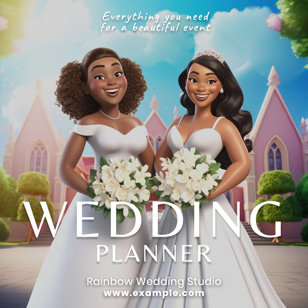 Wedding planner Instagram post template, editable text