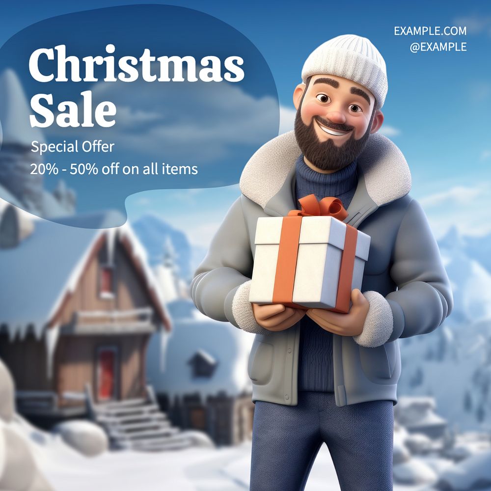 Christmas sale Instagram post template, editable text