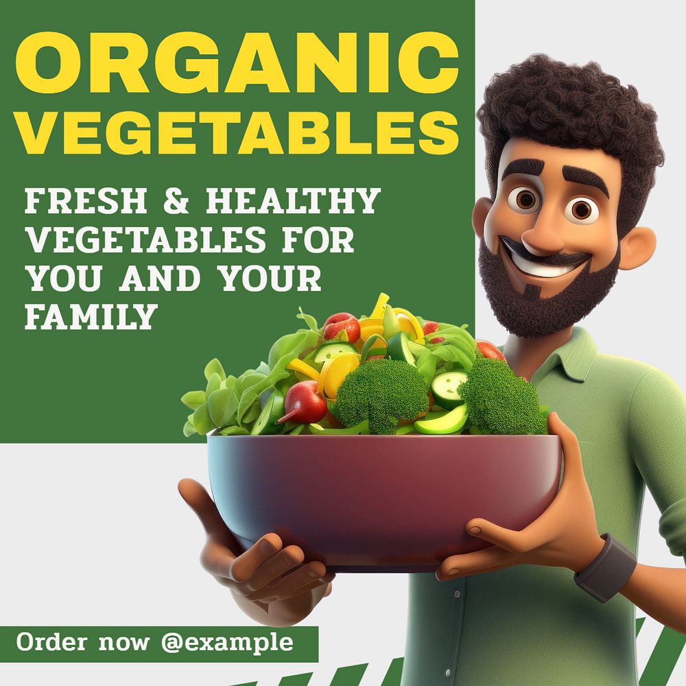 Organic vegetables Instagram post template, editable text