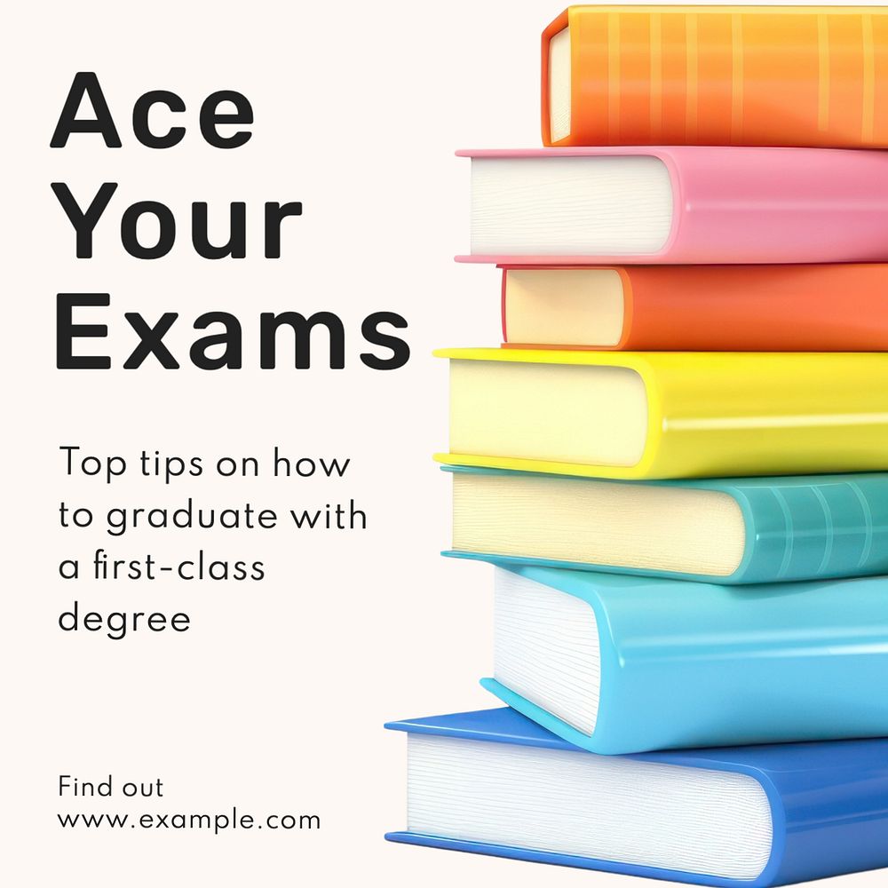 Ace your exams Instagram post template, editable text