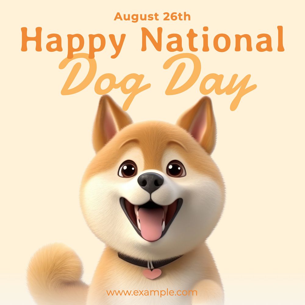 Dog day Instagram post template, editable text