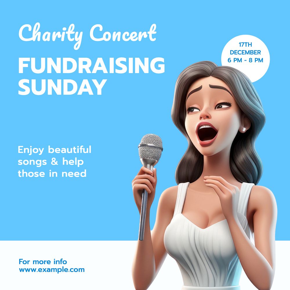 Fundraising charity concert Instagram post template, editable text