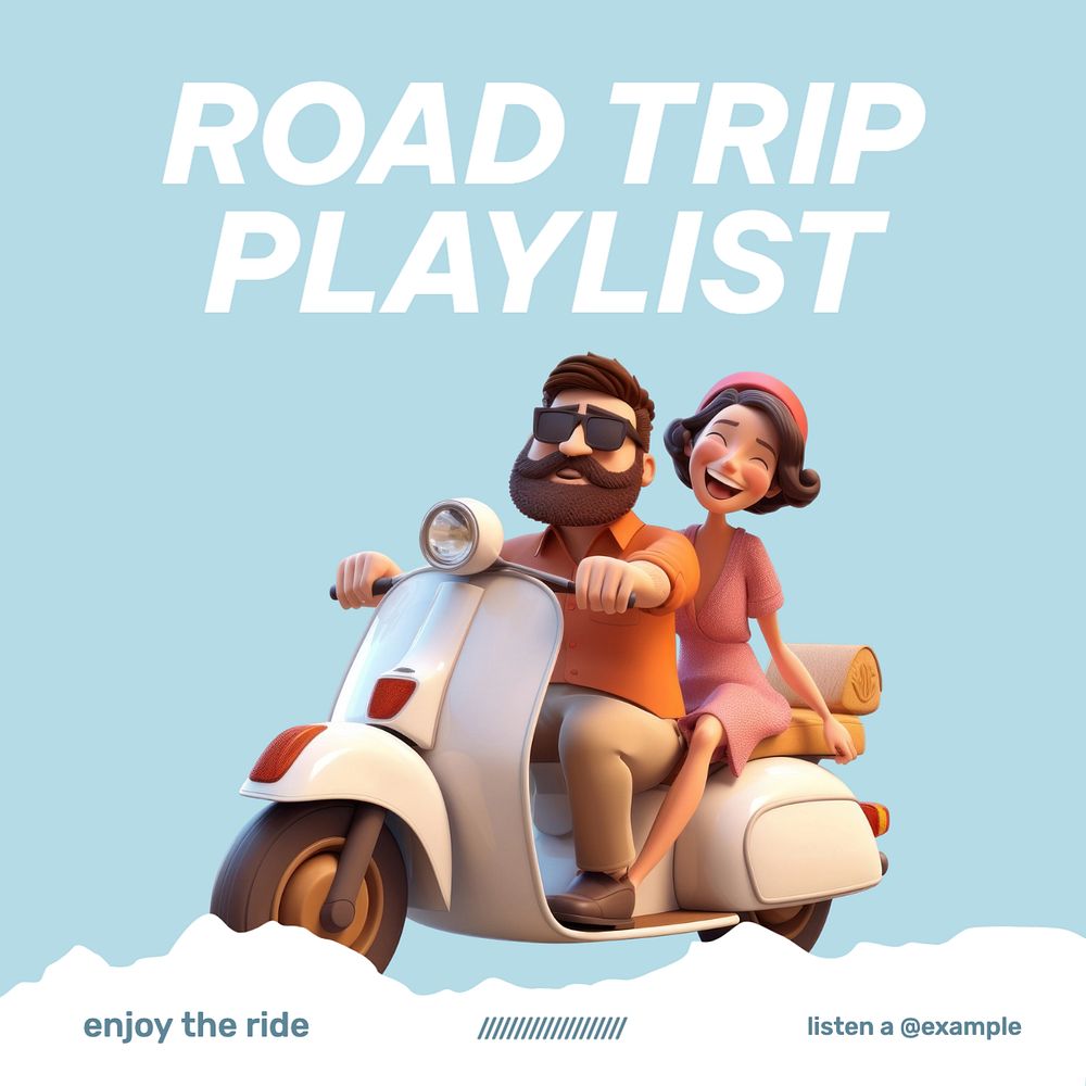 Road trip playlist Instagram post template, editable text