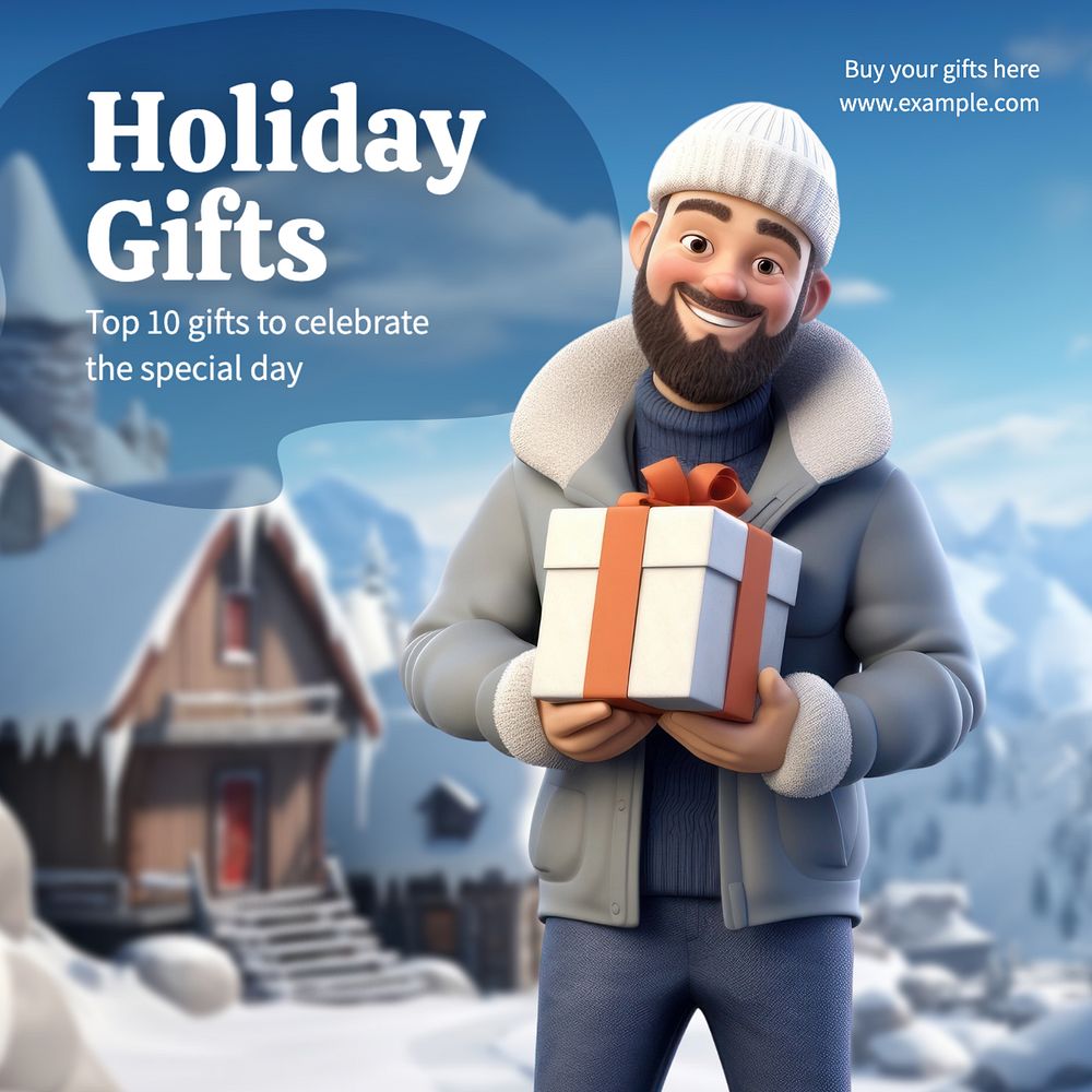 Holiday gifts Instagram post template, editable text