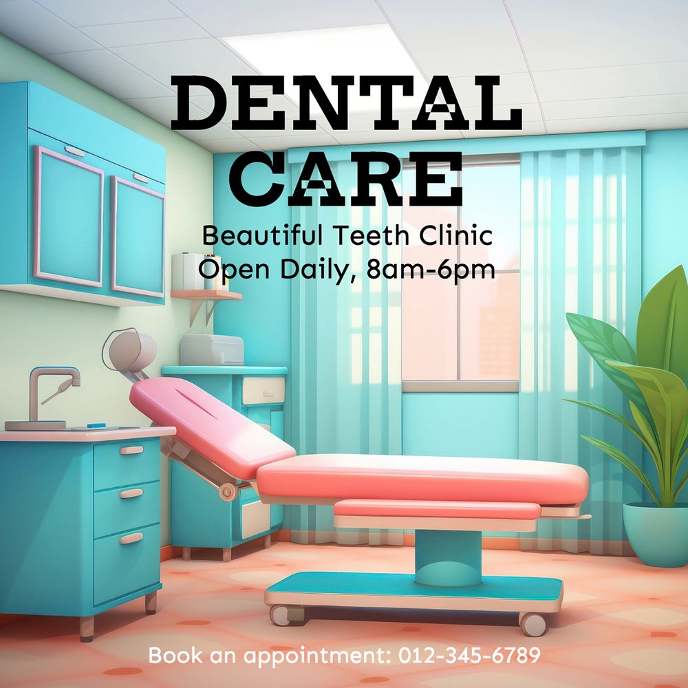 Dental care Instagram post template, editable text