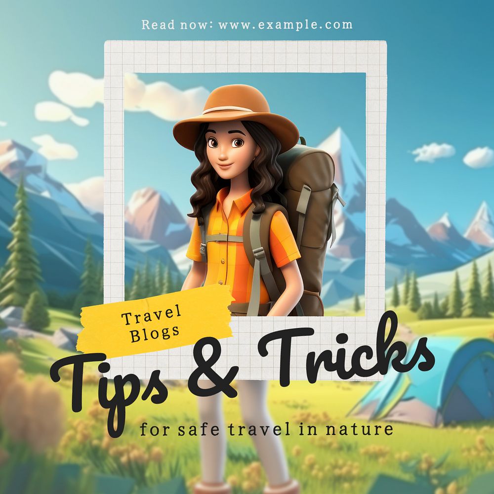 Travel tips Instagram post template, editable text