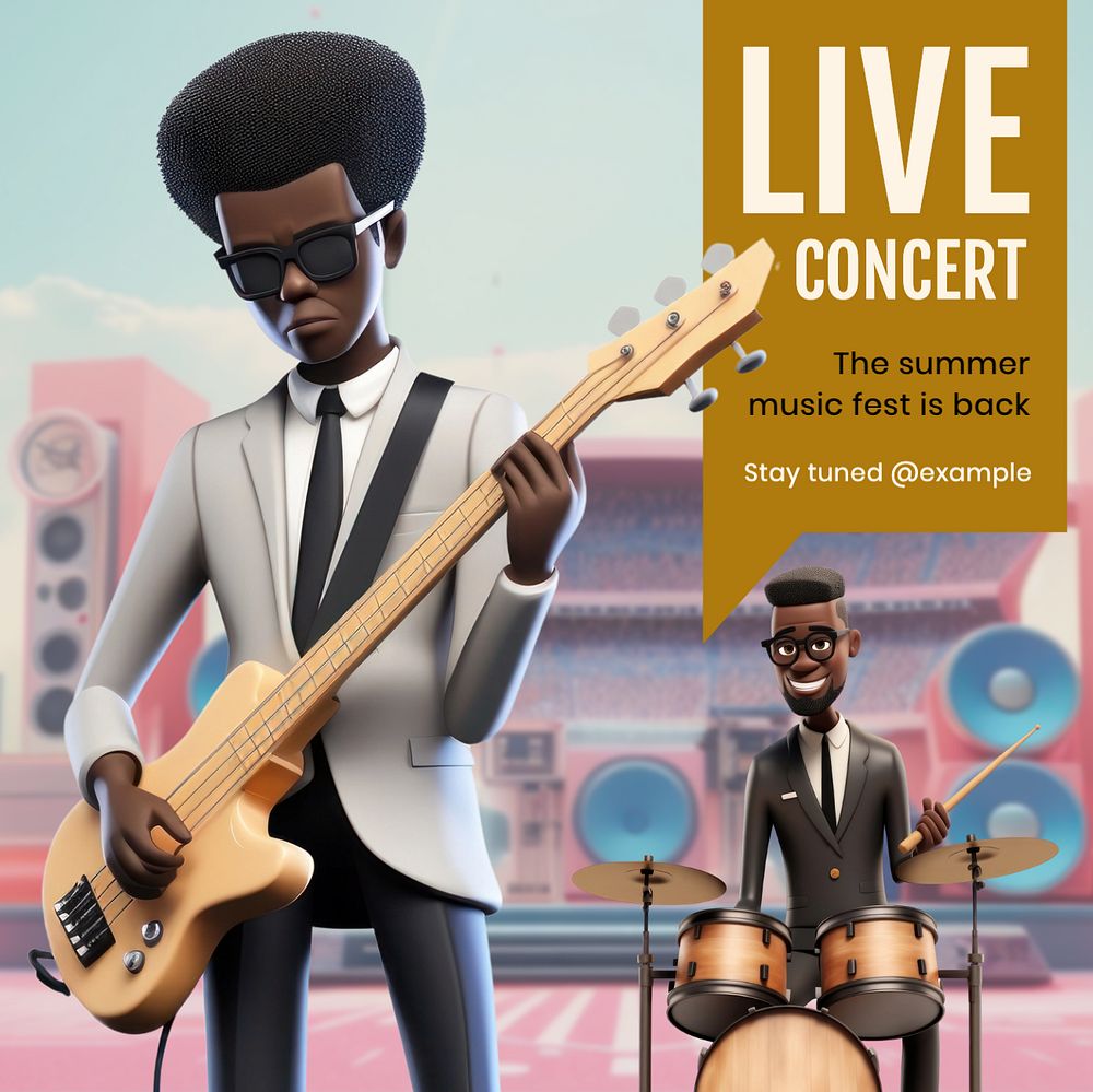 Live concert Instagram post template, editable text