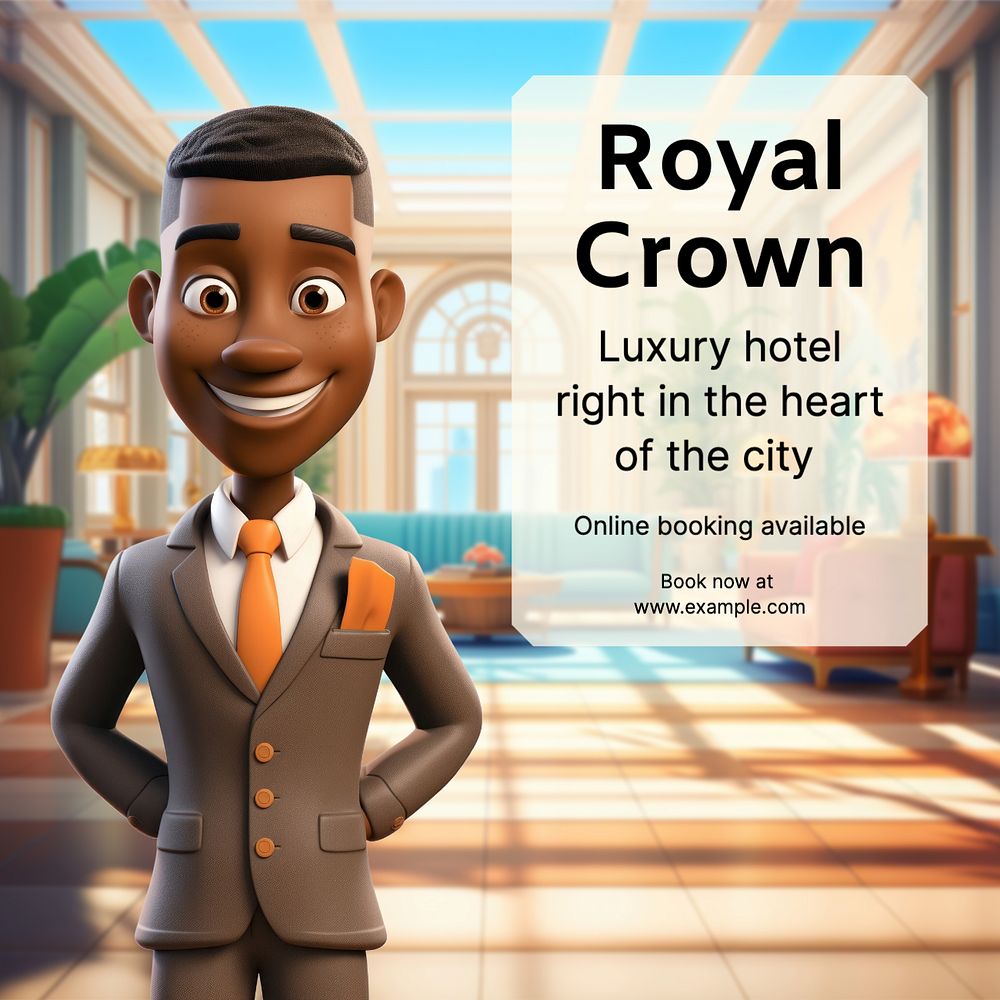 Luxury hotel Instagram post template, editable text