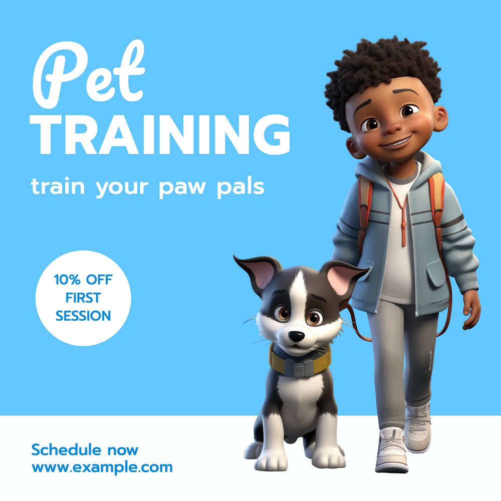 Pet training Instagram post template, editable text