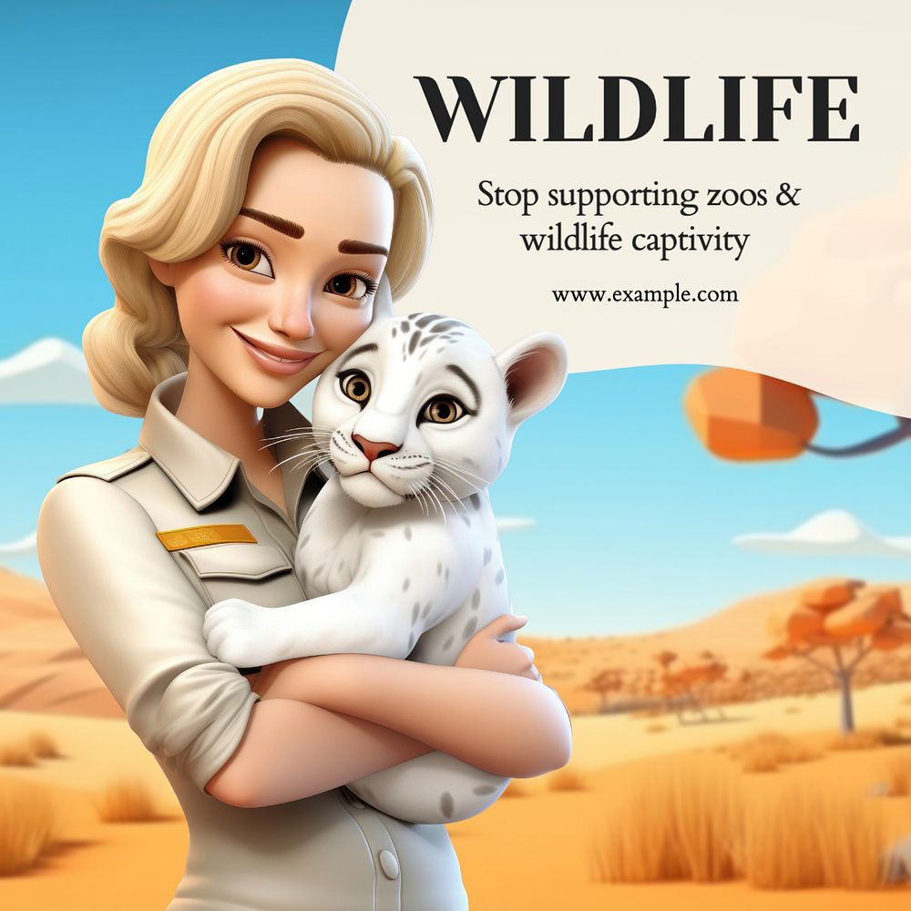 Stop wildlife captivity Instagram post template, editable text