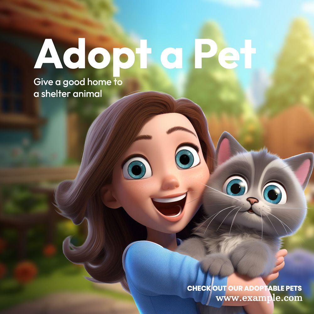 Adopt a pet Instagram post template, editable text