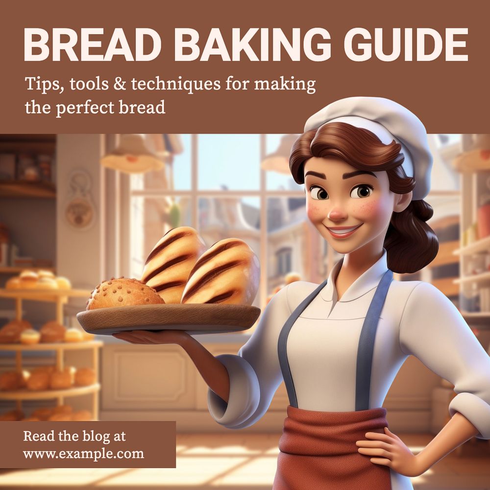 Bread baking guide Instagram post template, editable text