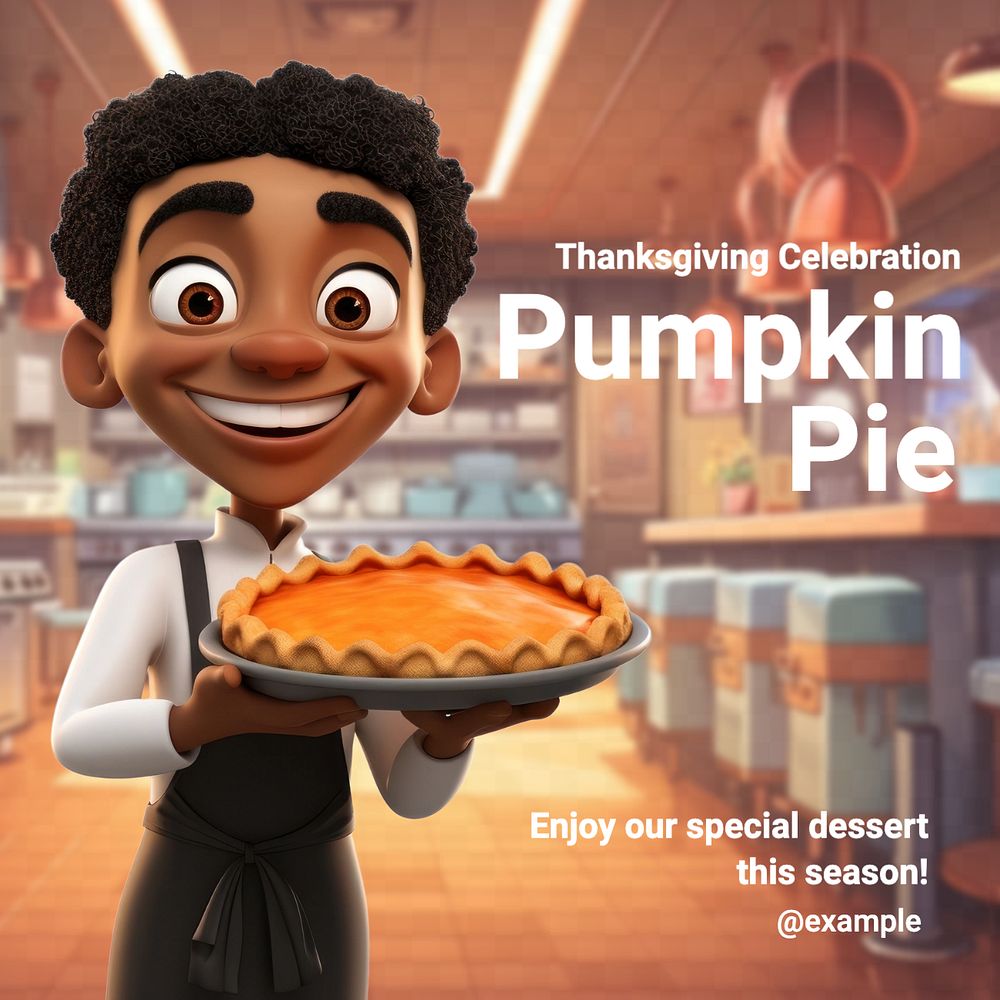 Pumpkin pie Instagram post template, editable text