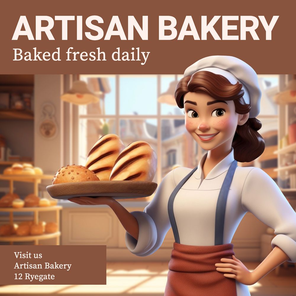 Artisan bakery Instagram post template, editable text