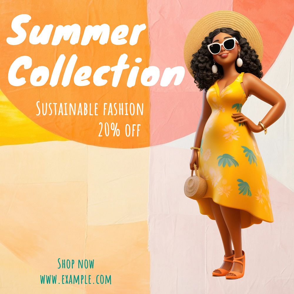 Sumer Collection Instagram post template, editable text