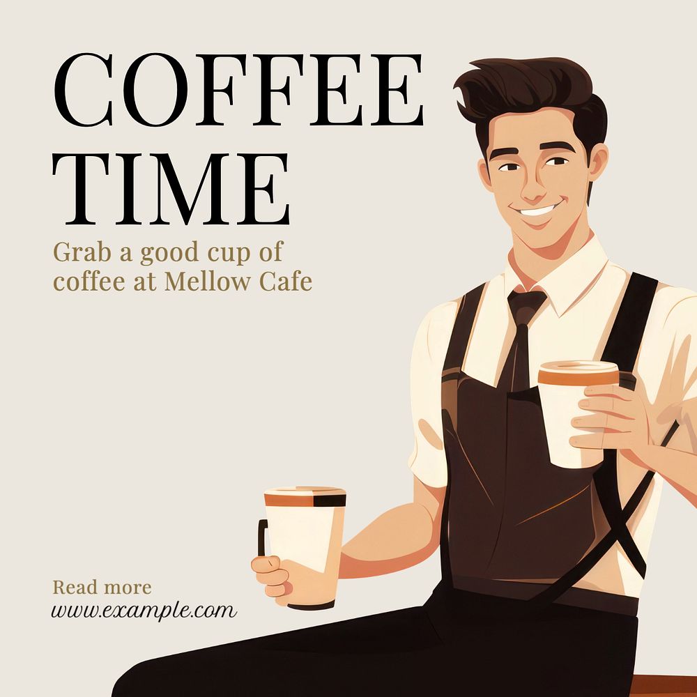 Coffee time Instagram post template, editable text