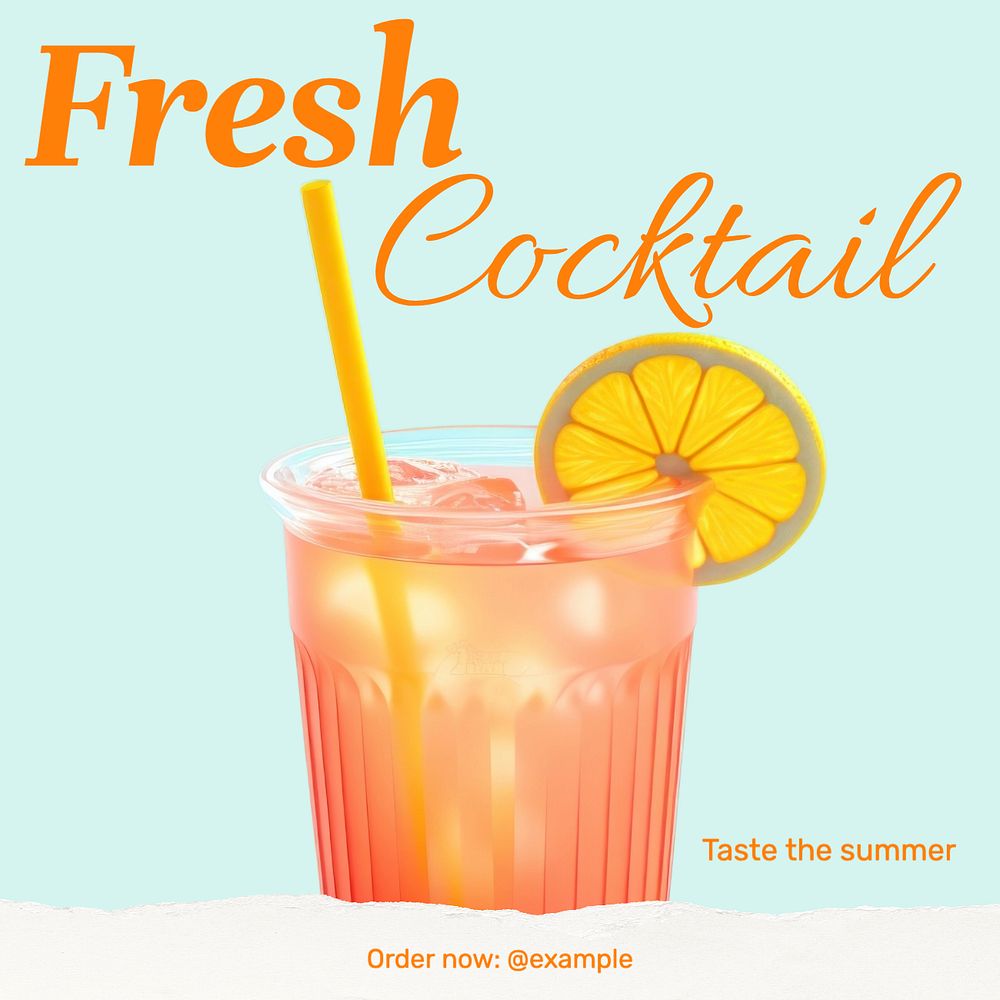 Fresh cocktail Instagram post template, editable text