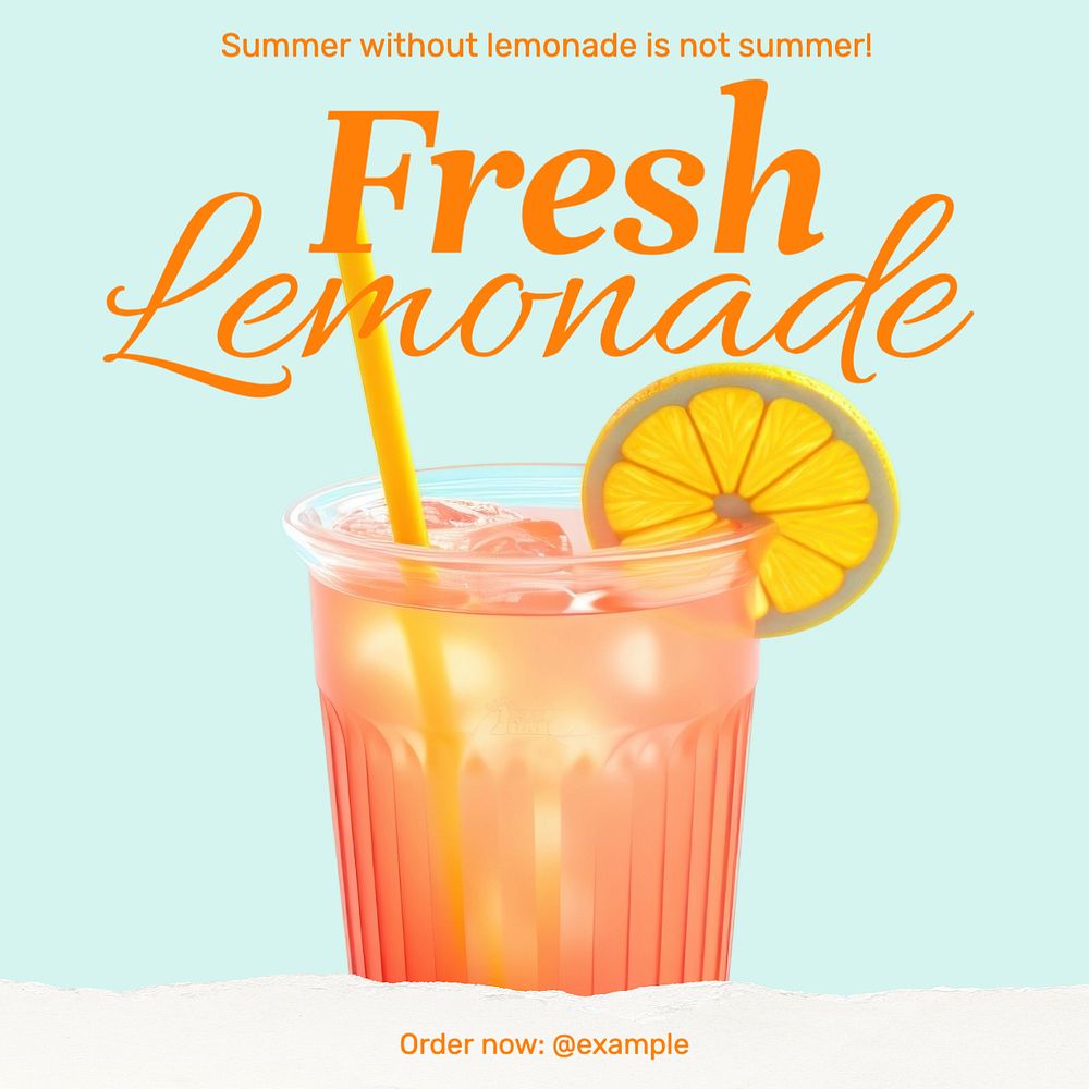 Fresh lemonade Instagram post template, editable text