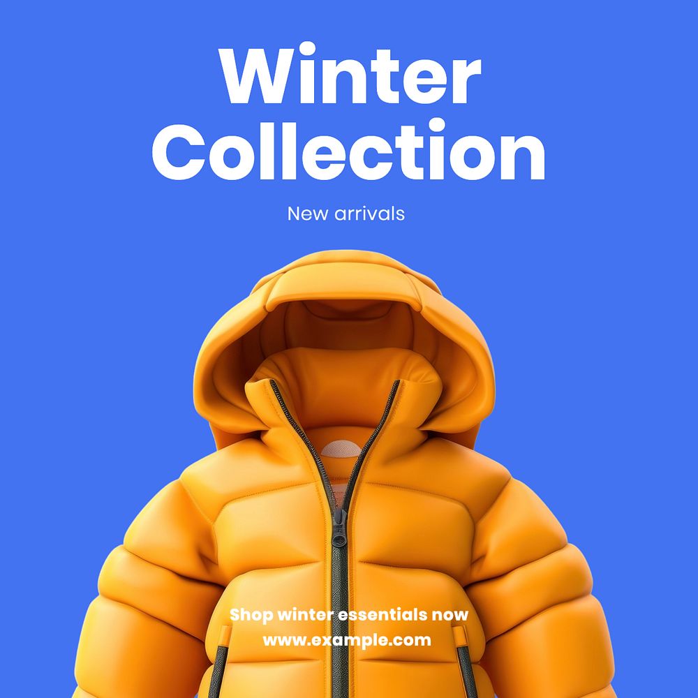 Winter collection Instagram post template, editable text