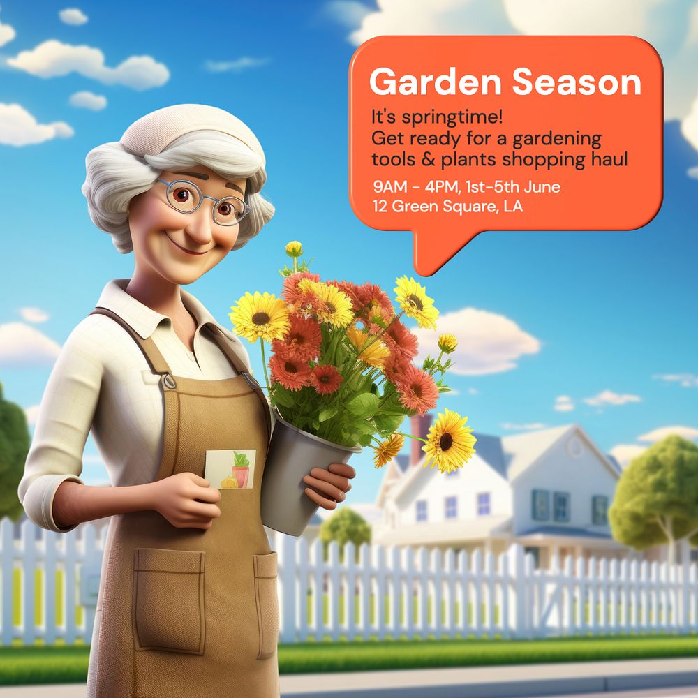 Garden season Instagram post template, editable text