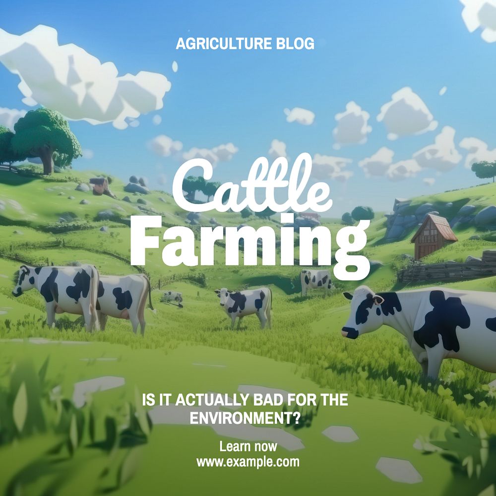 Cattle farming Instagram post template, editable text