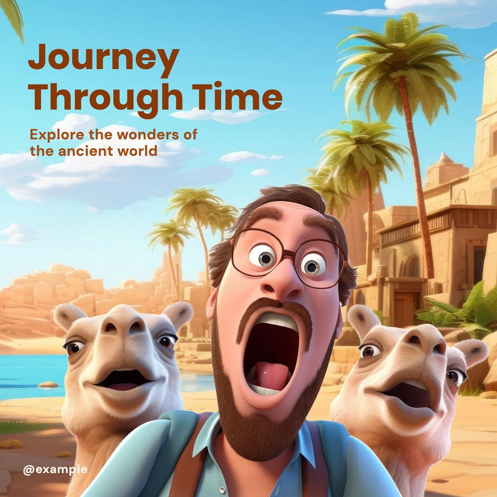 Journey through time Instagram post template, editable text