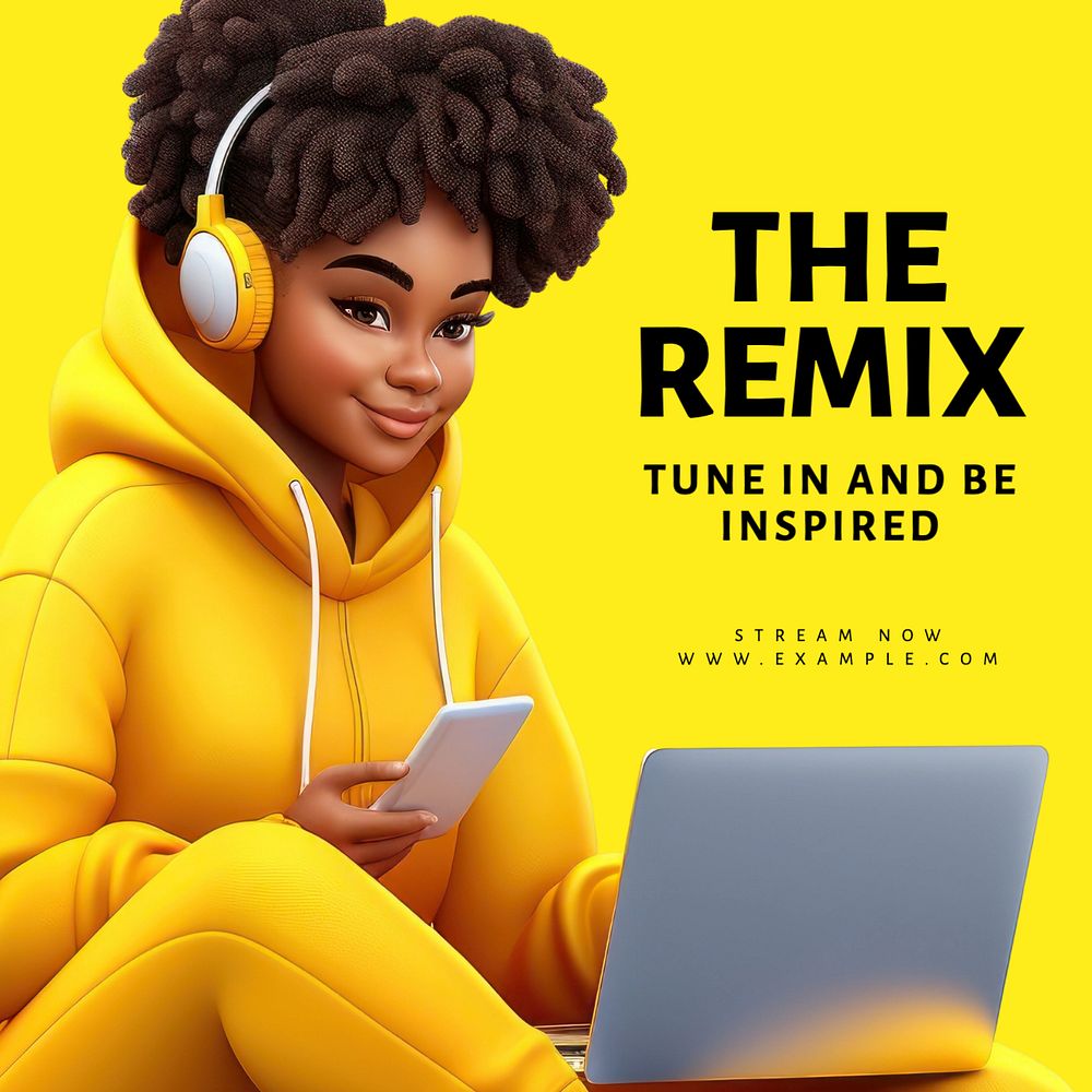 The remix Instagram post template, editable text