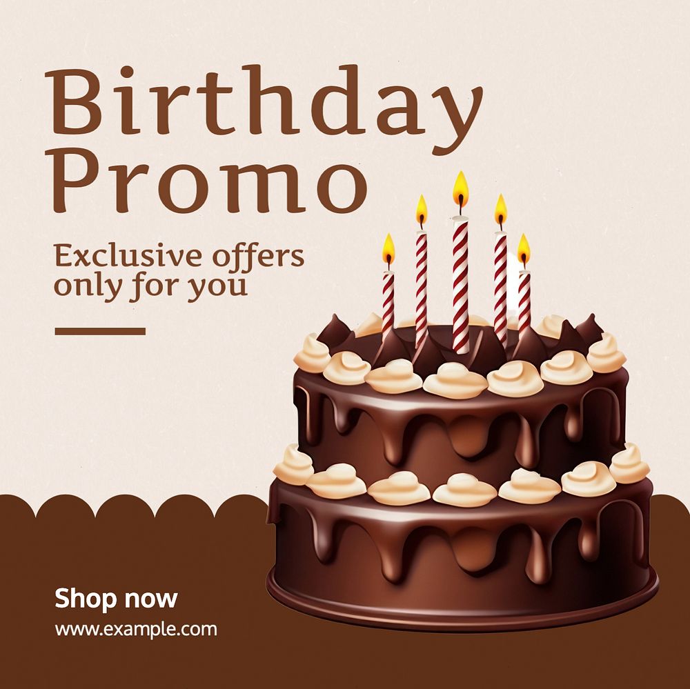 Birthday promo Instagram post template, editable text